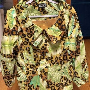 Vibrant Jungle Print Vintage Bomber